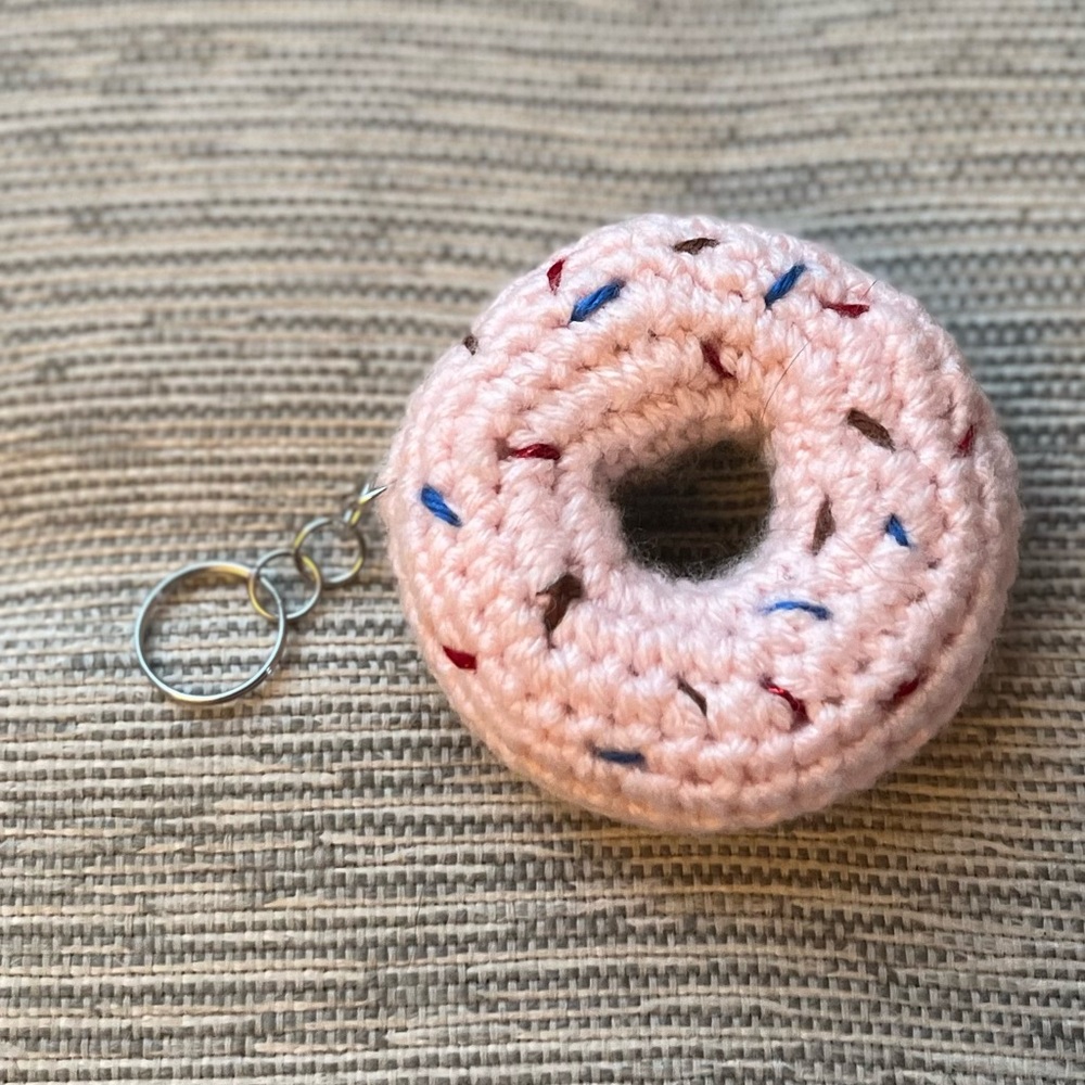 Handmade Multicolor Crochet Donut Keychain